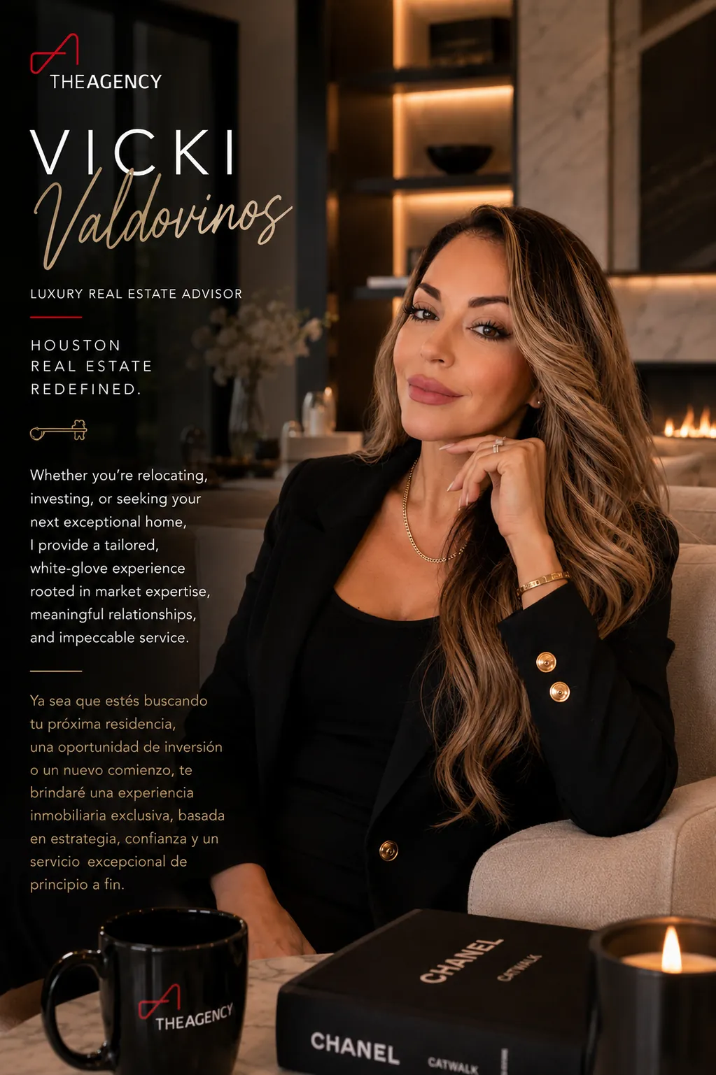 Vicky Valdovinos, luxury real estate advisor with The Agency, in a furnished interior